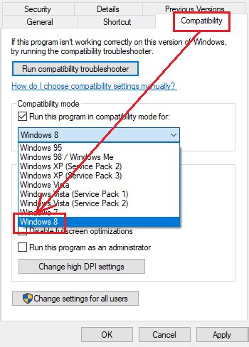 Запустите игру в совместимости с предыдущей версией Windows