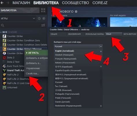 Ввод команды для изменения языка в CS: GO