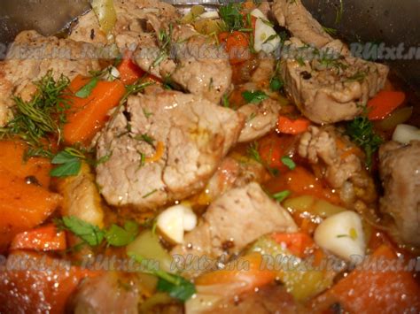 Вегетарианский способ тушения свинины с овощами