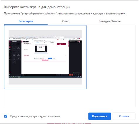 Выберите, какую часть экрана вы желаете выделить для демонстрации