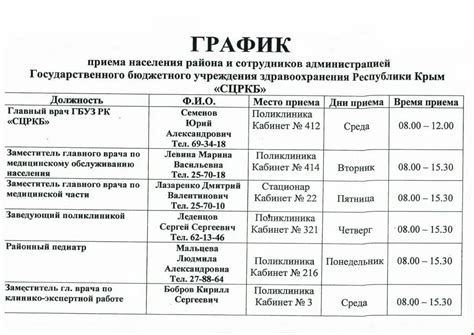 График приема посетителей в филиалах организации для пенсионеров