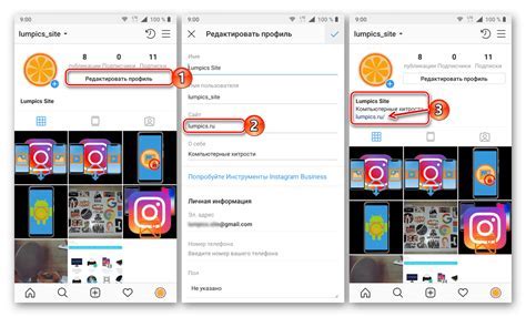 Добавление ссылки в информационное поле профиля