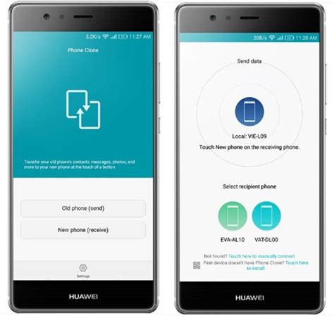 Доступные способы соединения во время использования Phone Clone