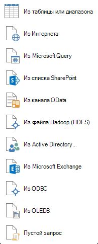 Импорт данных из других источников