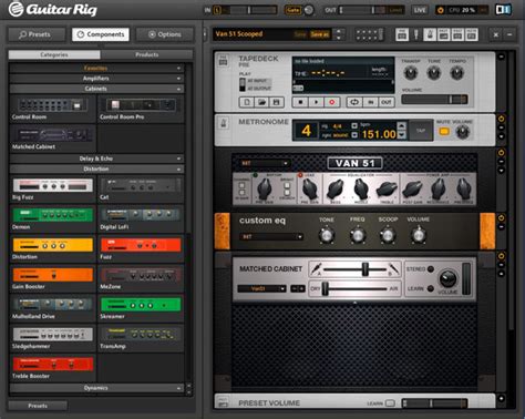 Инструменты для настройки Guitar rig 6 пресетов