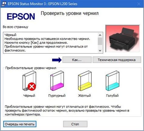 Использование встроенных возможностей принтера для определения уровня чернил