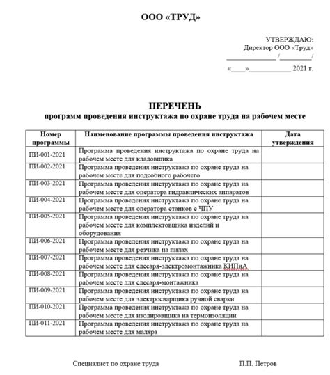 Использование встроенных программ инструктажа