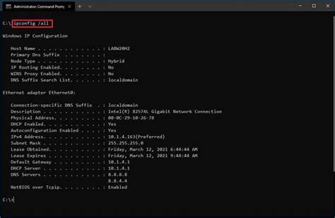 Использование команды "ipconfig" для получения информации о подключенных устройствах в сети Wi-Fi
