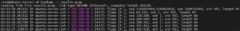 Использование команды tcpdump для записи данных сети в файл формата pcap