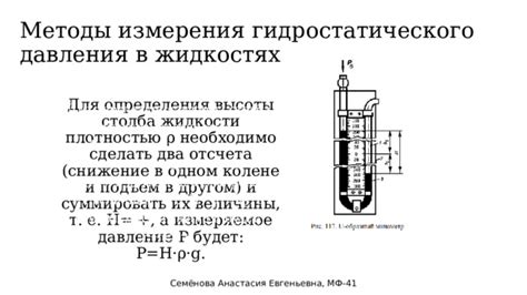 Использование метода гидростатического давления для определения плотности жидкости
