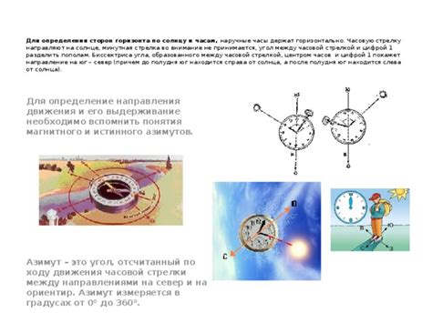 Использование стрелки часов для определения полудня и полуночи