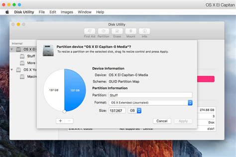 Использование Disk Utility для изменения раздела Bootcamp на Mac