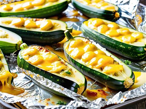 Кабачки, запеченные в фольге с ароматным грибным соусом