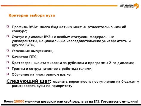 Критерии выбора лучшего головного вуза
