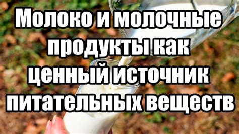 Молоко как источник важных питательных компонентов