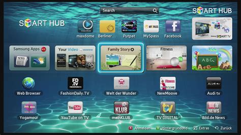 Найдите и откройте "Samsung Apps" в меню Smart Hub
