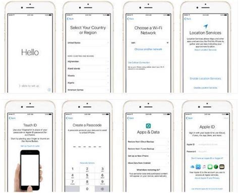 Настройка учетной записи при первом включении iPhone