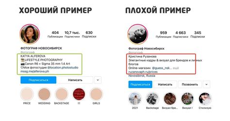 Описание данных на профиле Инстаграм