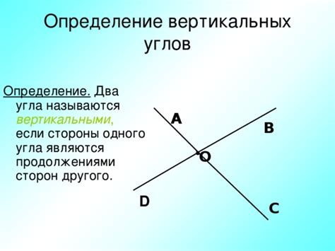 Определение оси симметрии вертикальных углов