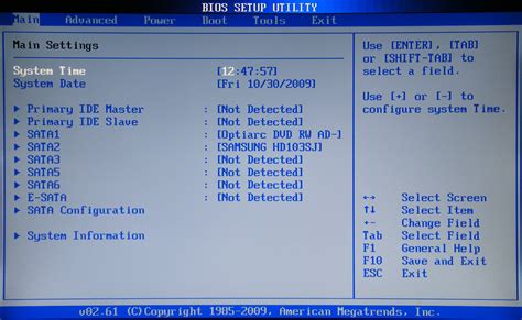 Основные параметры BIOS на HP Pavilion