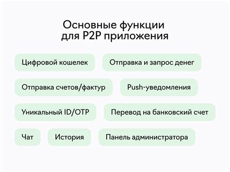 Основные функции приложения