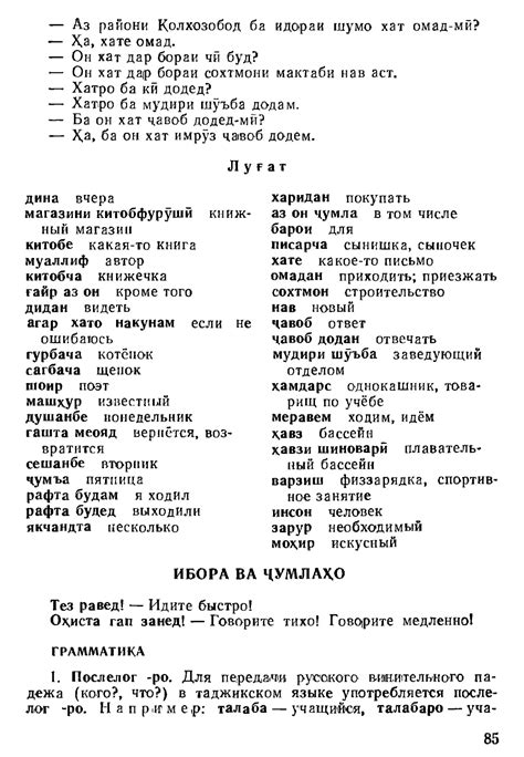 Основы таджикского языка и его структурные особенности