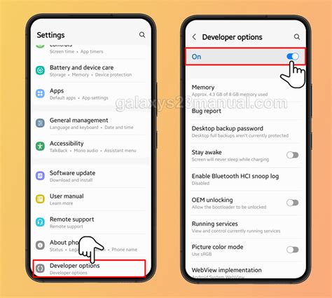 Особенности активации OEM на Samsung Galaxy через Developer Options