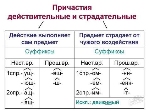 Отличительные признаки страдательных причастий