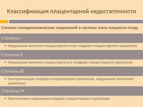 Патогенез плацентарной недостаточности первой степени