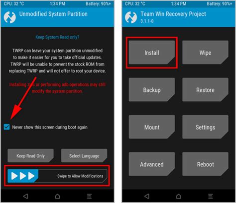 Получение и загрузка соответствующего образа TWRP
