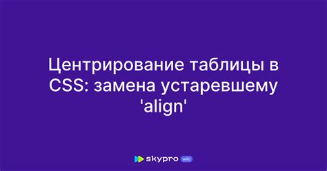 Применение атрибута "align" для центрирования таблицы
