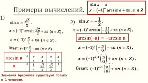 Примеры вычисления значения арксинуса на простом калькуляторе