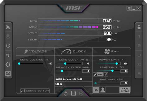 Простота использования функционала настройки в MSI Afterburner