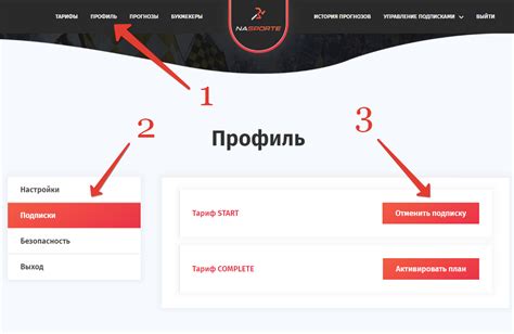 Процесс отключения подписки через личный кабинет