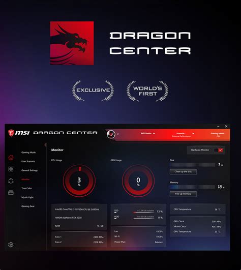 Разнообразие функциональности Dragon Center