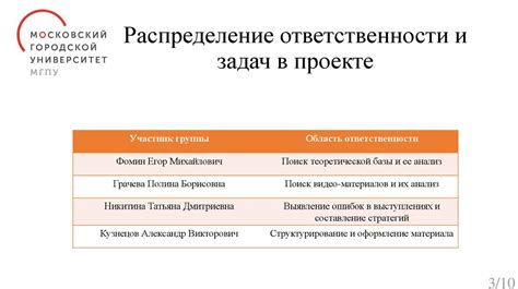 Распределение задач и ответственности в союзе за Родину