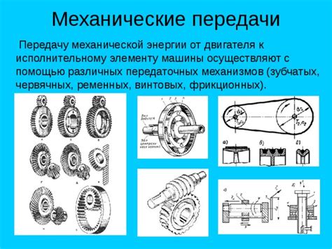 Типы механических устройств для передачи движения и их уникальные характеристики