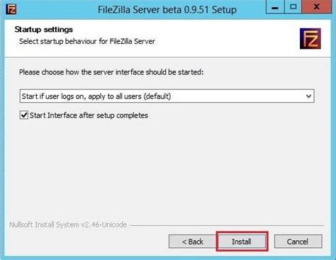 Установка FileZilla Server на компьютер