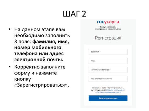 Шаг 2: Процедура регистрации на портале