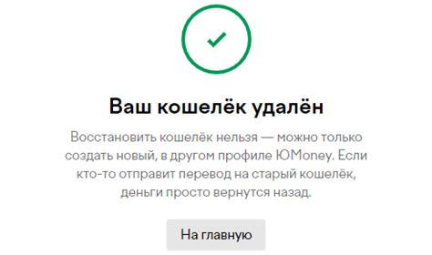 Шаг 6: Подтверждение удаления и завершение использования кошелька Юмани