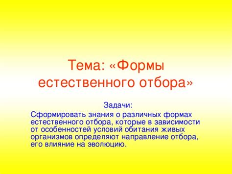 Влияние отбора на формирование различных типов