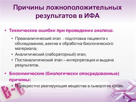 Возможные причины ложноположительных результатов