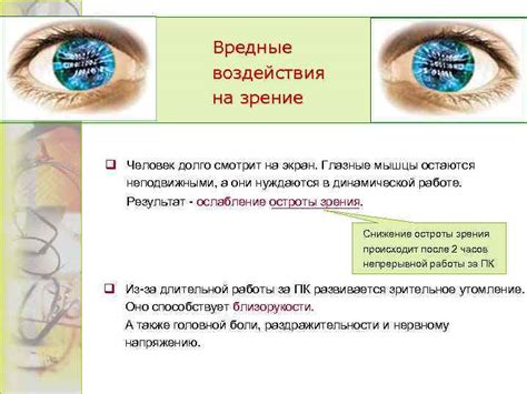 Вредные воздействия компьютеров на зрение: