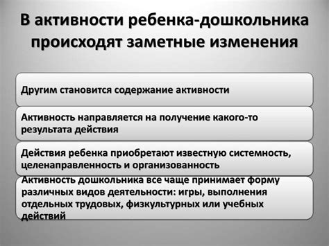 Изменения в активности ребенка