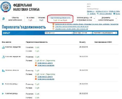Какие данные отображаются в личном кабинете в отношении налогов