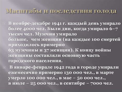 Масштабы и последствия голода во время блокады
