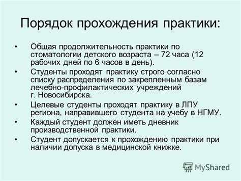 Общая продолжительность практики