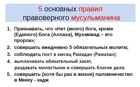 Общие правила оношения для мусульман