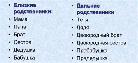 Определение близкого родственника