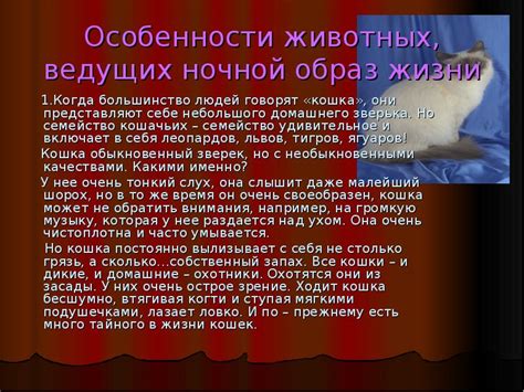 Особенности ночной жизни